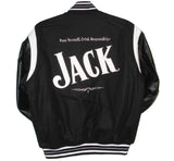 Jack Daniel's Vintage Wool & Leather Reversible Jacket w/ Embroidered Logos - Black