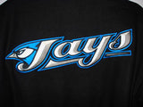 Toronto Blue Jays Wool & Leather Reversible Jacket w/ Embroidered Logos - Black