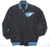 Toronto Blue Jays Wool & Leather Reversible Jacket w/ Embroidered Logos - Black