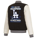 Los Angeles Dodgers JH Design 2024 World Series Champions Reversible Fleece & Faux Leather Full-Snap Jacket - Black /White