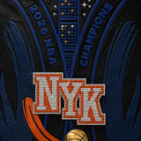 New York Knicks 2026 NBA Finals Champions JH Design Limited-Edition Swarovski Crystal Leather Jacket - Navy/Orange