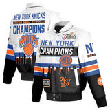 New York Knicks 2026 NBA Finals Champions JH Design Leather Full-Snap Jacket - White