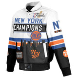 New York Knicks 2026 NBA Finals Champions JH Design Leather Full-Snap Jacket - White
