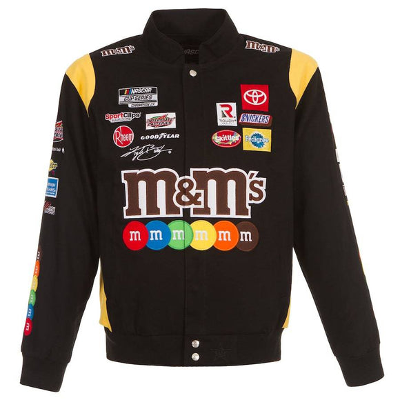 Kyle Busch M&Ms Full-Snap Twill  Jacket JH Design Black