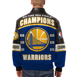 Golden State Warriors JH Design 2018 NBA Finals Champions Leather Logo Jacket – Royal