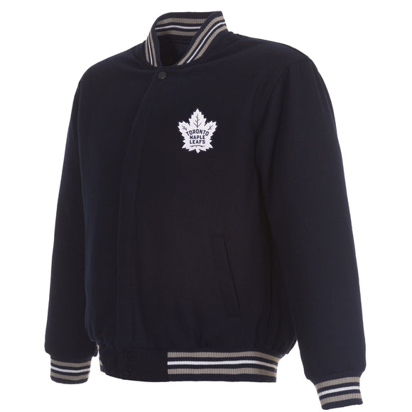 Men's Toronto Maple Leafs JH Design Royal/Gray Wool Poly-Twill Accent Full  Snap Jacket