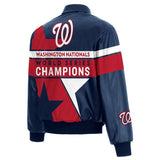 Washington Nationals JH Design 2019 World Series Champions Full-Snap Leather Jacket - Navy