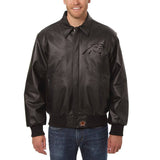 Carolina Panthers JH Design Tonal Leather Jacket - Black