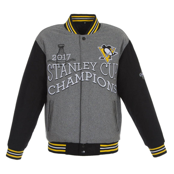 Stanley Cup Champions Pittsburgh Penguins JH Design Wool Reversible Jacket-Black