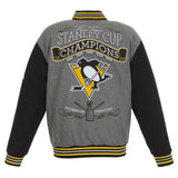 Stanley Cup Champions Pittsburgh Penguins JH Design Wool Reversible Jacket-Black