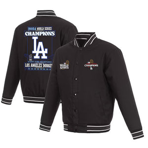 Los Angeles Dodgers 2024 World Series Champions Poly-Twill Full-Snap Jacket -Black - J.H. Sports Jackets