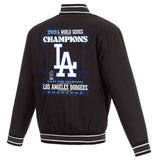 Los Angeles Dodgers 2024 World Series Champions Poly-Twill Full-Snap Jacket -Black - J.H. Sports Jackets