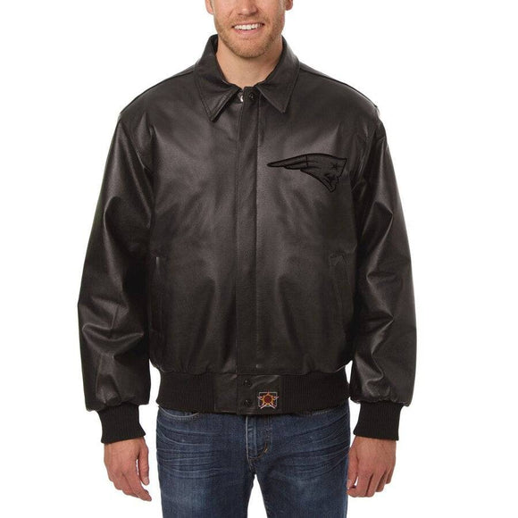 New England Patriots JH Design Tonal Leather Jacket - Black