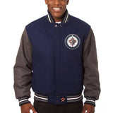 Winnipeg Jets Embroidered All Wool Two-Tone Jacket - Navy/Gray