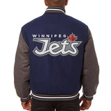 Winnipeg Jets Embroidered All Wool Two-Tone Jacket - Navy/Gray