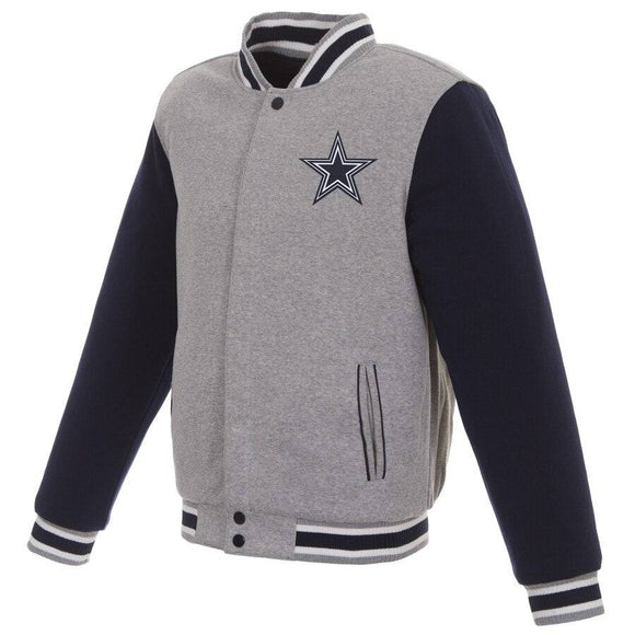 Dallas Cowboys Reversible Two Tone Fleece Jacket - Gray/Navy