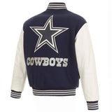 Dallas Cowboys Domestic Two Tone Wool Leather Jacket - Navy/White