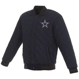 Dallas Cowboys Wool and Leather Reversible Quilted Jacket - Charcoal/Navy