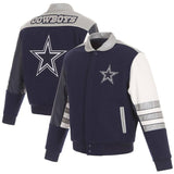 Dallas Cowboys Wool and Leather Classic Jacket - Navy/Gray