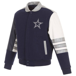 Dallas Cowboys Wool and Leather Classic Jacket - Navy/Gray