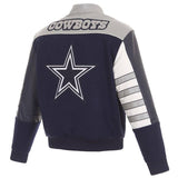 Dallas Cowboys Wool and Leather Classic Jacket - Navy/Gray