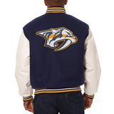 Nashville Predators Two-Tone Wool and Leather Jacket - Navy/White