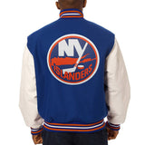 New York Islanders Two-Tone Wool and Leather Jacket - Royal/White