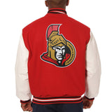 Ottawa Senators Two-Tone Wool and Leather Jacket - Red/White