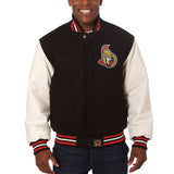 Ottawa Senators Two-Tone Wool and Leather Jacket - Black/White