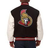 Ottawa Senators Two-Tone Wool and Leather Jacket - Black/White