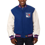 New York Rangers Two-Tone Wool and Leather Jacket - Royal/White