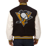 Pittsburgh Penguins Two-Tone Wool and Leather Jacket - Black/White