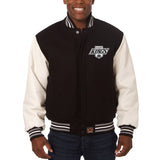 Los Angeles Kings Alternate Logo Two-Tone Wool and Leather Jacket - Black