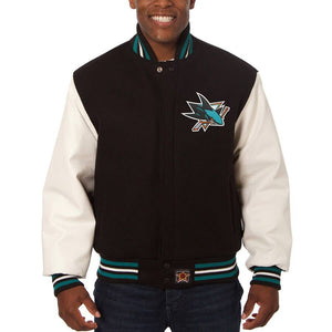 San Jose Sharks Two-Tone Wool and Leather Jacket - Black/White