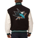 San Jose Sharks Two-Tone Wool and Leather Jacket - Black/White