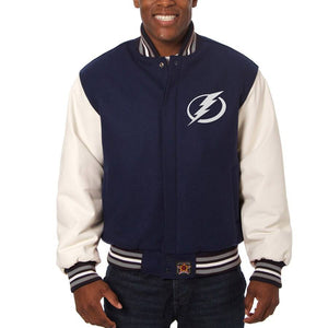 Tampa Bay Lightning Two-Tone Wool and Leather Jacket - Navy/White