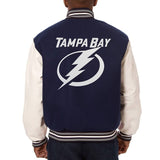 Tampa Bay Lightning Two-Tone Wool and Leather Jacket - Navy/White