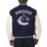 Vancouver Canucks Two-Tone Wool and Leather Jacket - Navy