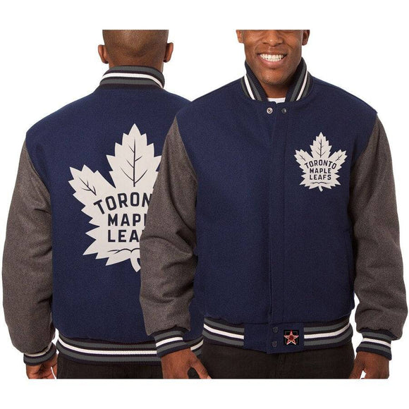 Toronto Maple Leafs Embroidered All Wool Two-Tone Jacket - Navy/Gray