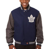 Toronto Maple Leafs Embroidered All Wool Two-Tone Jacket - Navy/Gray