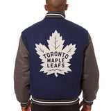 Toronto Maple Leafs Embroidered All Wool Two-Tone Jacket - Navy/Gray