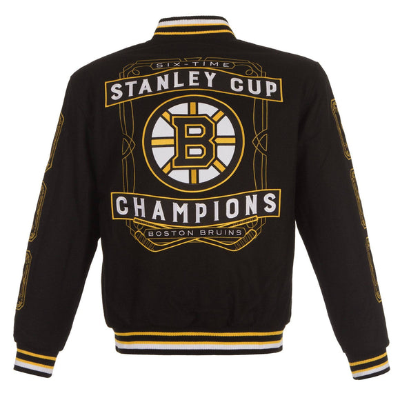 Boston Bruins Commemorative Reversible Wool Championship Jacket - Black