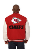 Kansas City Chiefs JH Design Wool & Leather Full-Snap Jacket - Red/Cream