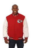 Kansas City Chiefs JH Design Wool & Leather Full-Snap Jacket - Red/Cream