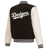 Los Angeles Dodgers JH Design 2024 World Series Champions Reversible Fleece & Faux Leather Full-Snap Jacket - Black /White