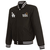 Los Angeles Dodgers JH Design 2024 World Series Champions Reversible Fleece & Faux Leather Full-Snap Jacket - Black /White