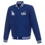 Los Angeles Dodgers JH Design 2024 World Series Champions Reversible Fleece & Faux Leather Full-Snap Jacket - Roy-White