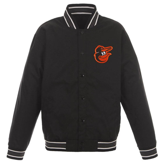 Baltimore Orioles Poly Twill Varsity Jacket - Black JH Design