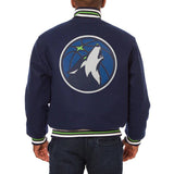 Minnesota Timberwolves JH Design Wool Full-Snap Jacket-Navy