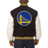 Golden State Warriors Domestic Two-Tone Wool and Leather Jacket Black-White